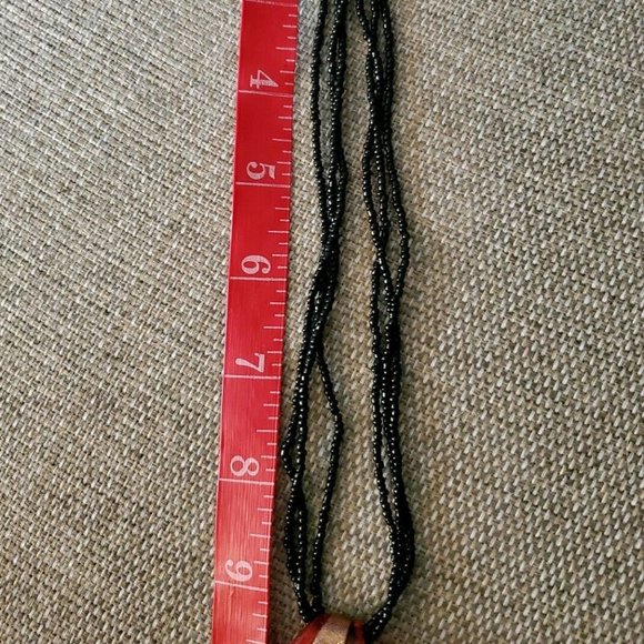 Red & Gold Lampwork Glass Beaded Chain Necklace - Picture 6 of 9